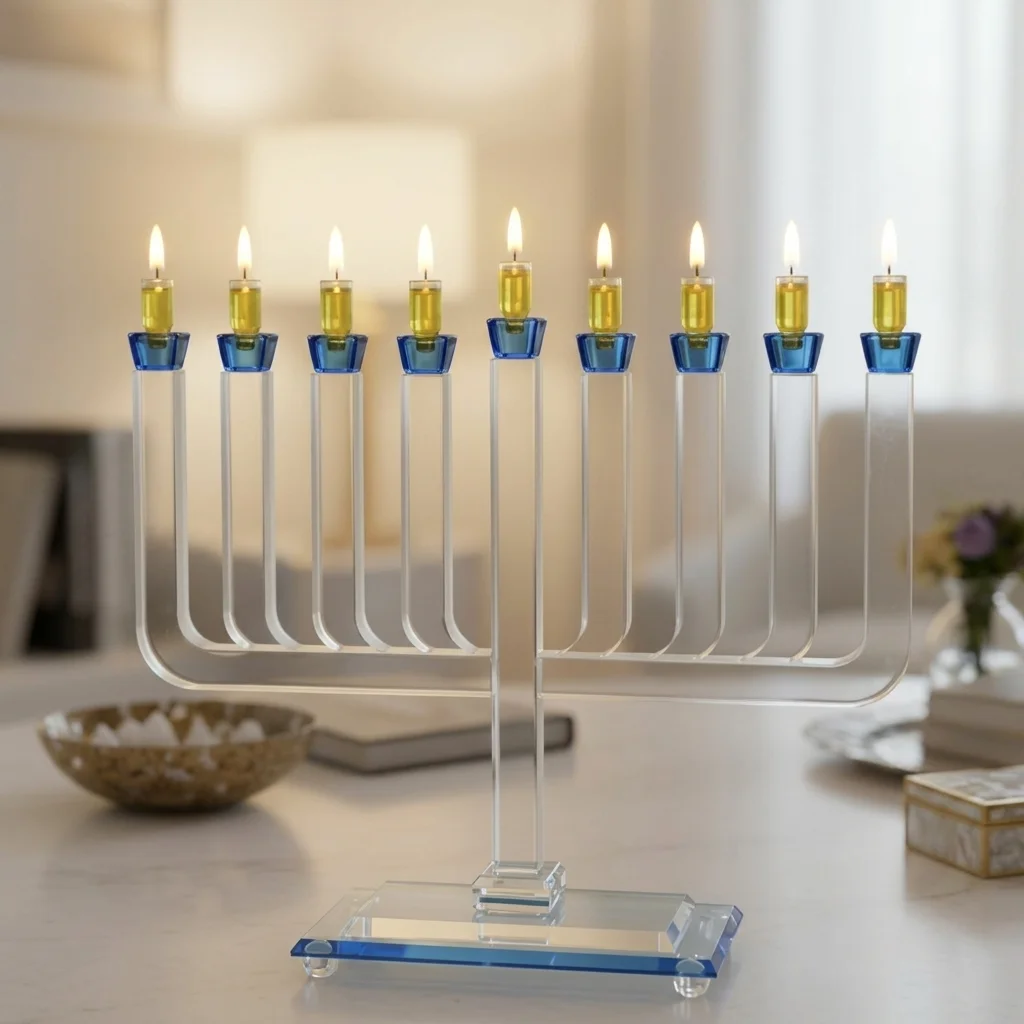 חנוכייה קריסטל מהודרת 33×35 ס״מ