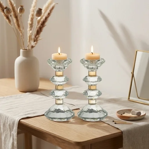 זוג פמוטי קריסטל מהודרים 15.5 ס״מ