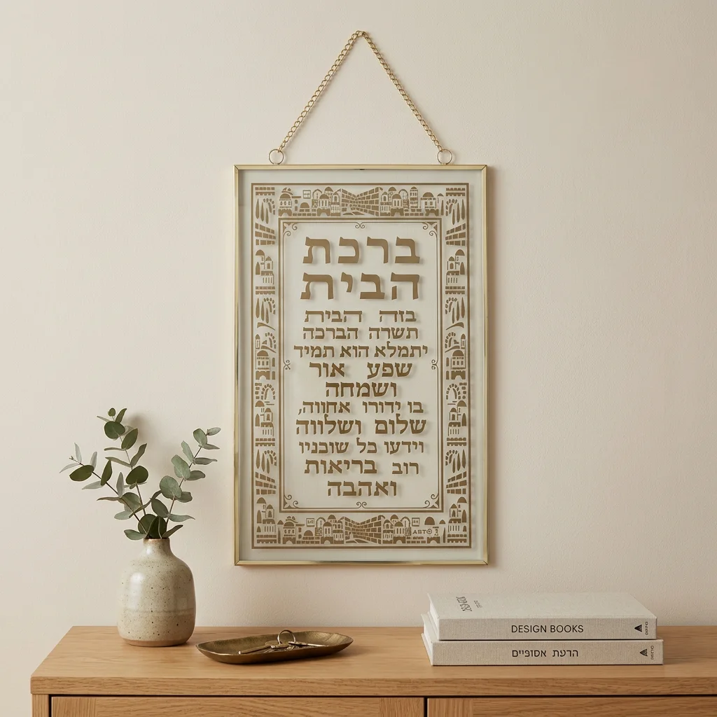ברכה לתלייה זכוכית ברכת הבית 13×21 ס״מ