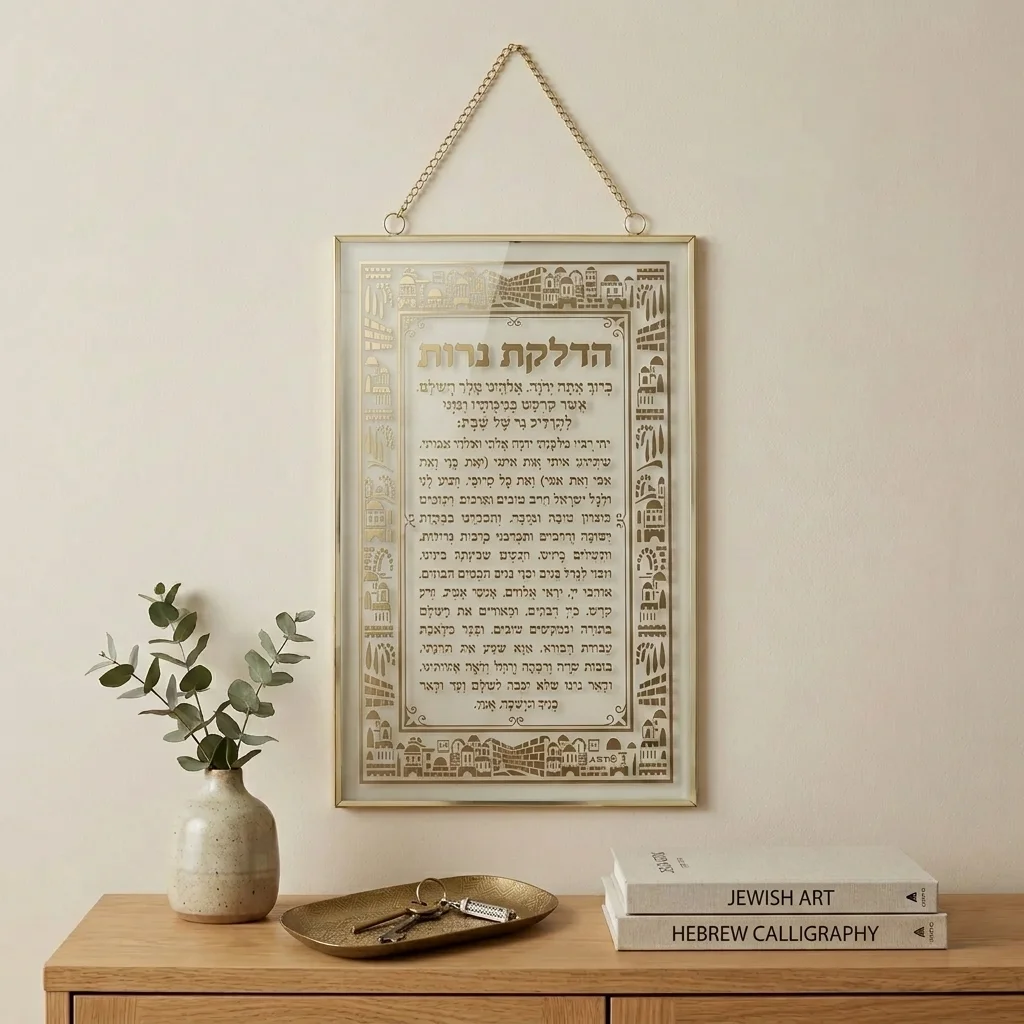ברכה לתלייה זכוכית הדלקת נרות 13×21 ס״מ