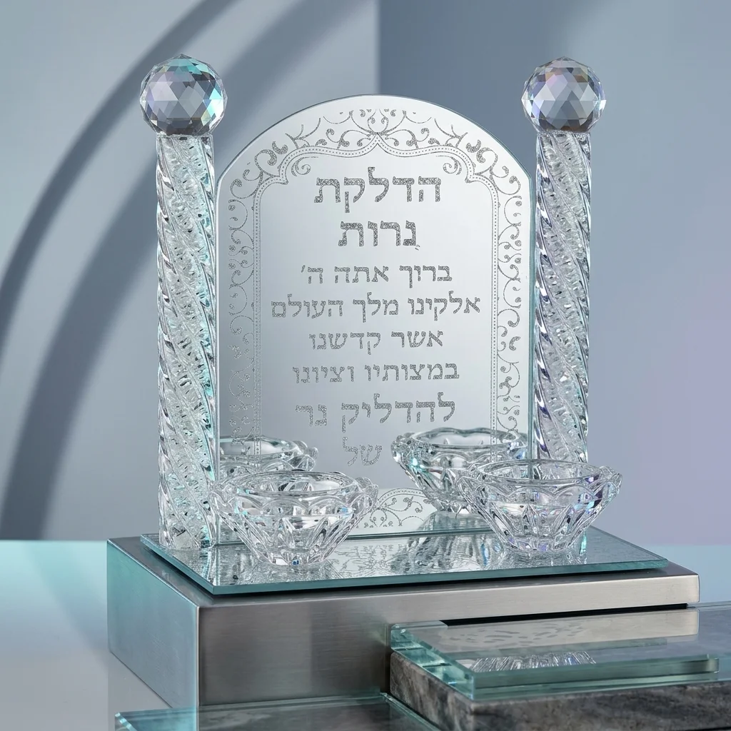 פמוטי קריסטל מהודרים "הדלקת נרות" 18.5×16 ס״מ