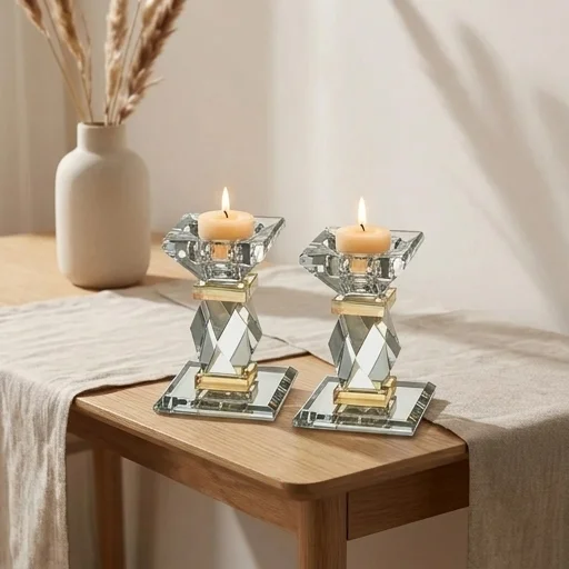 זוג פמוטי קריסטל מהודרים 10 ס״מ