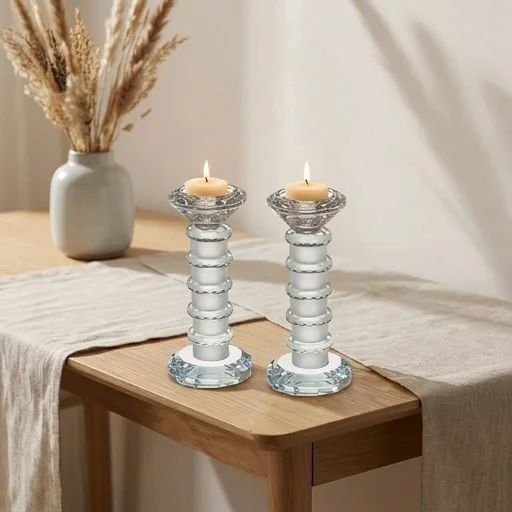 זוג פמוטי קריסטל מהודרים 15.5 ס״מ