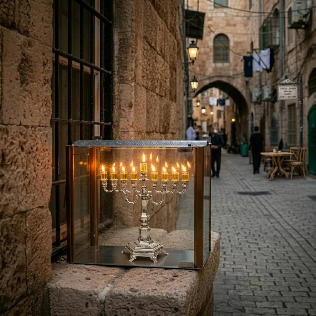 חנוכייה "יהלום" צפוי ניקל 28×28 ס״מ