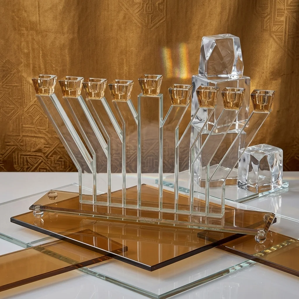 חנוכייה קריסטל מהודרת 21×33 ס״מ