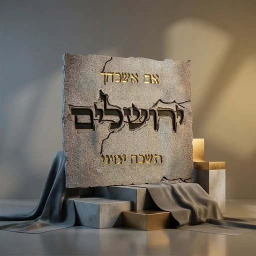 תמונה לתלייה מפולימר "אם אשכחך" 28×30 ס״מ