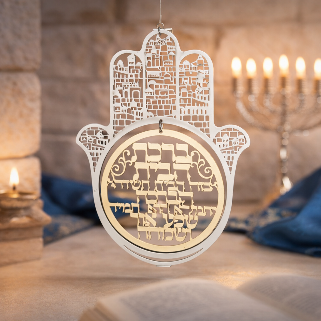 חמסה חיתוך לייזר - ברכת הבית מהודרת 20 ס״מ