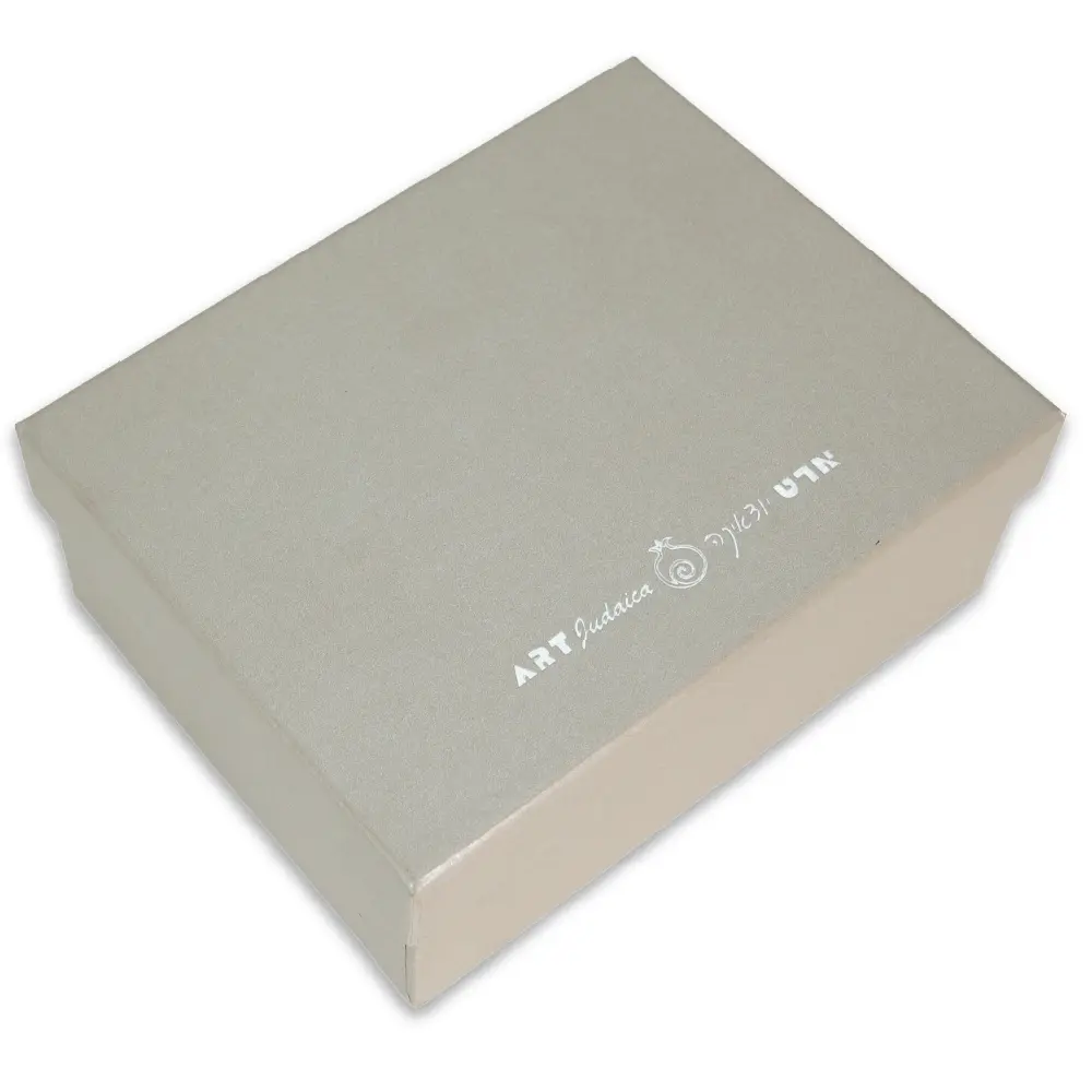 מעמד לגפרורים קריסטל עם פלקטות "ירושלים" 12×12 ס״מ