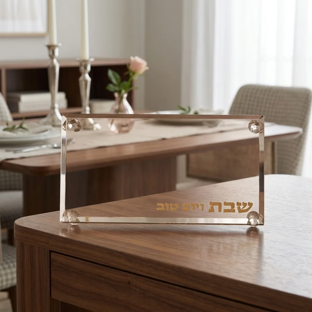 מגש קריסטל מהודר לפמוטים 23×13 ס״מ