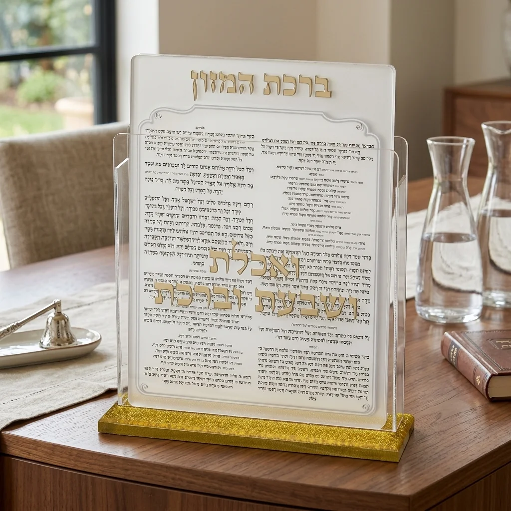 מעמד אקריליק נוסח עדות המזרח 17×22 ס״מ עם 6 ברכות