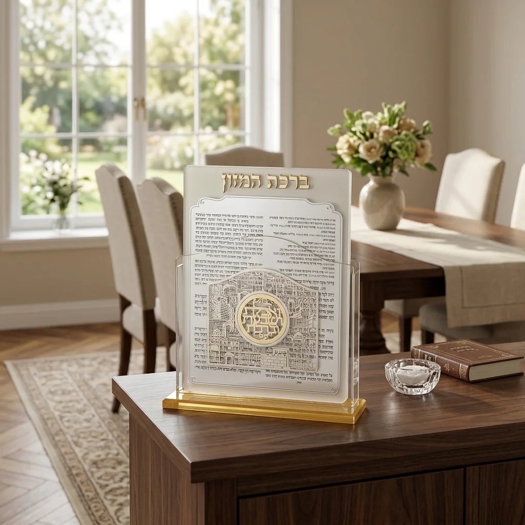 מעמד אקריליק נוסח אשכנזי 17×22 ס״מ עם 6 ברכות