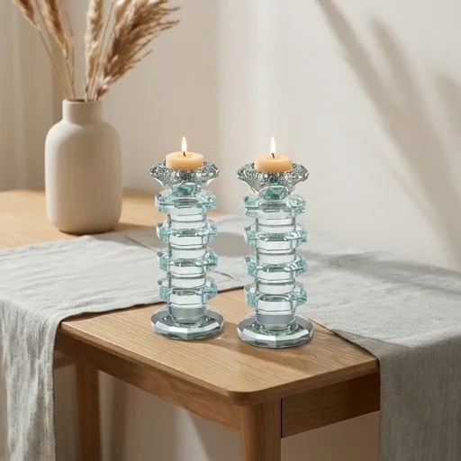 זוג פמוטי קריסטל מהודרים 16.5 סמ