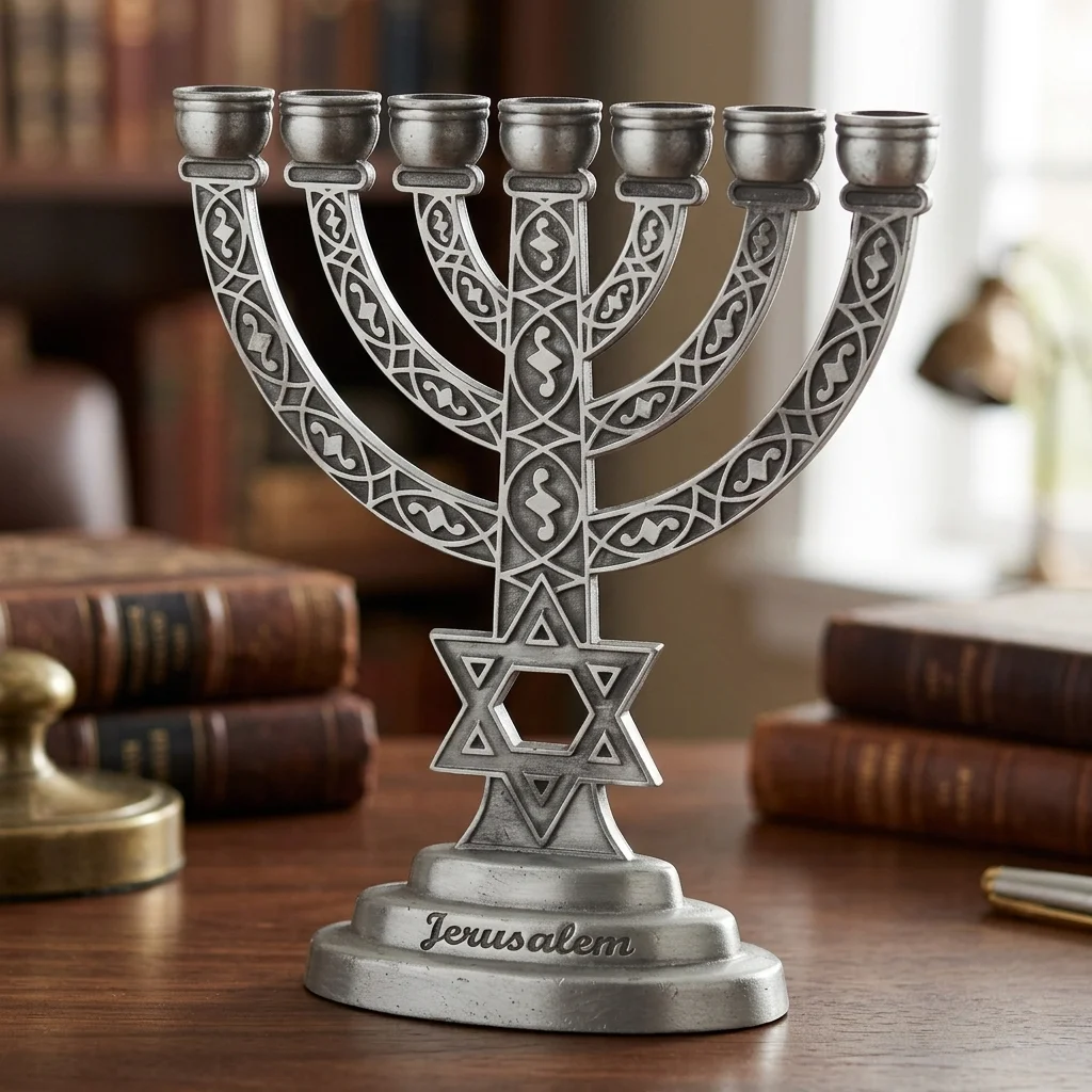 מנורה 7 קנים גימור פיוטר 10 ס״מ