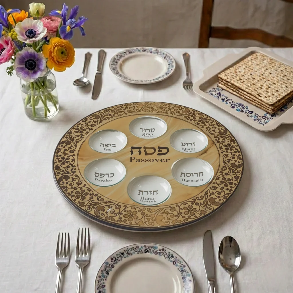 קערת פסח זכוכית מהודרת 35 ס״מ