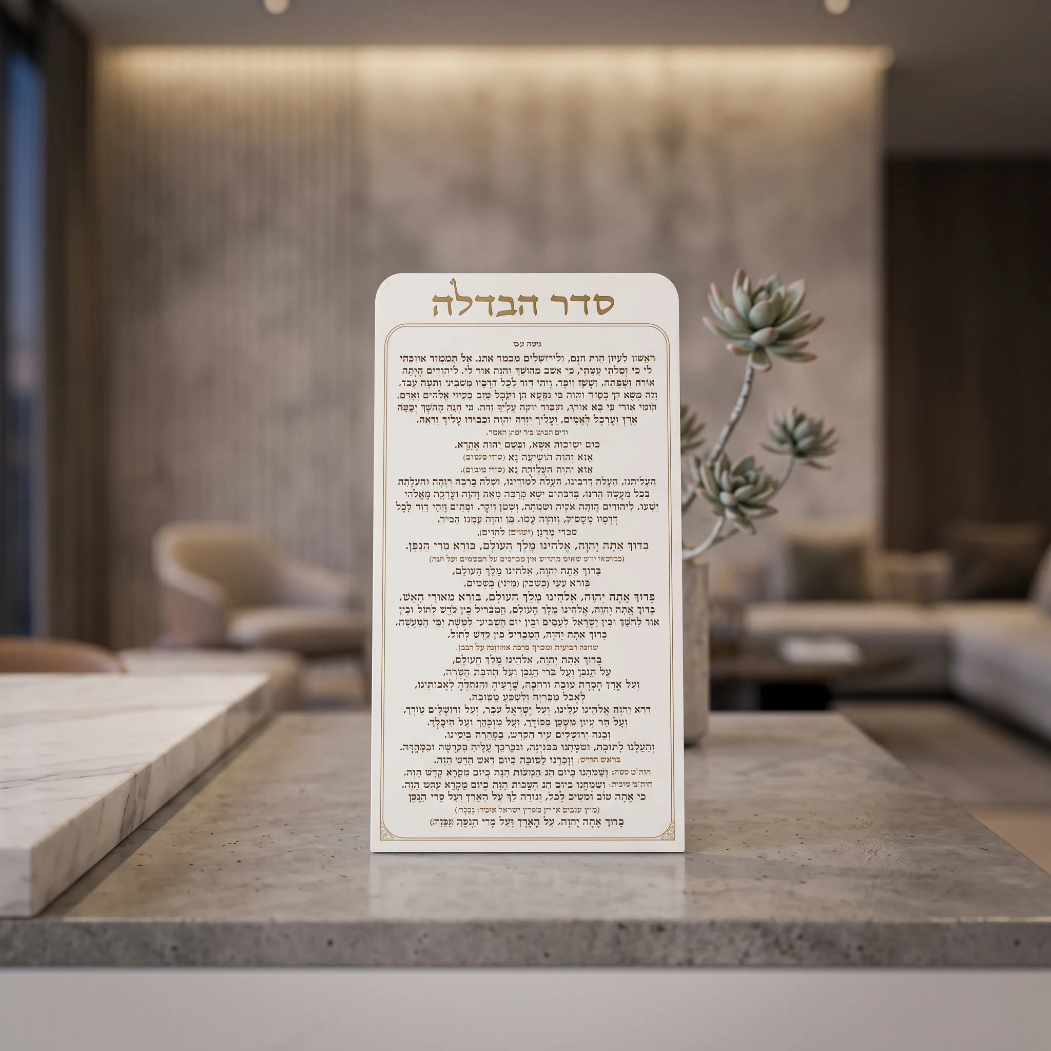 סדר הבדלה מאקריליק נוסח עדות המזרח 27×15 ס״מ