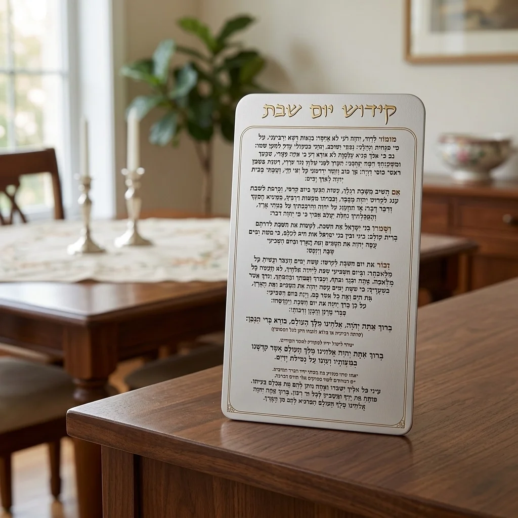 קידוש יום שבת מאקריליק נוסח אשכנזי 25×15 ס״מ