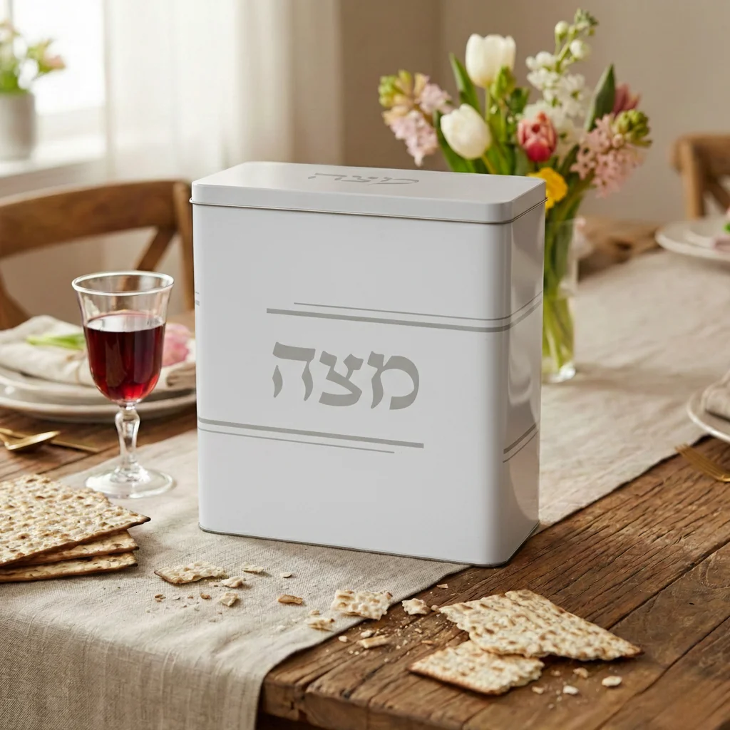 קופסת פח למצות מהודרת 20.5×19 ס״מ