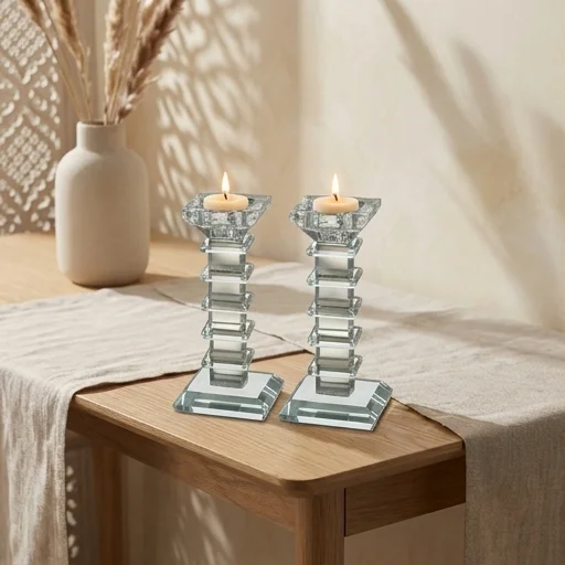 זוג פמוטי קריסטל מהודרים 16 ס״מ