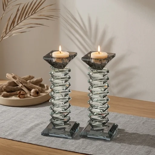זוג פמוטי קריסטל מהודרים 17.5 ס״מ