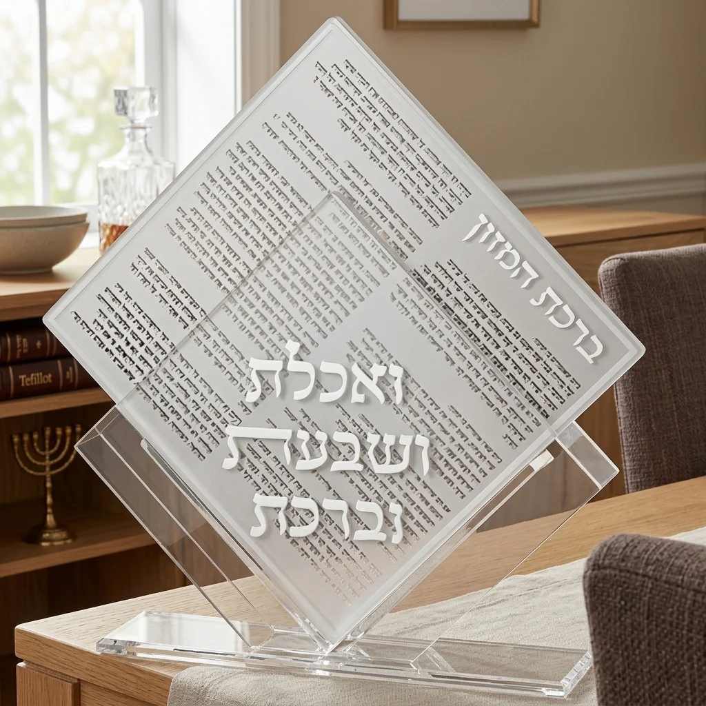 מעמד אקריליק נוסח עדות המזרח עם 7 ברכונים - כסף 25×22 ס״מ