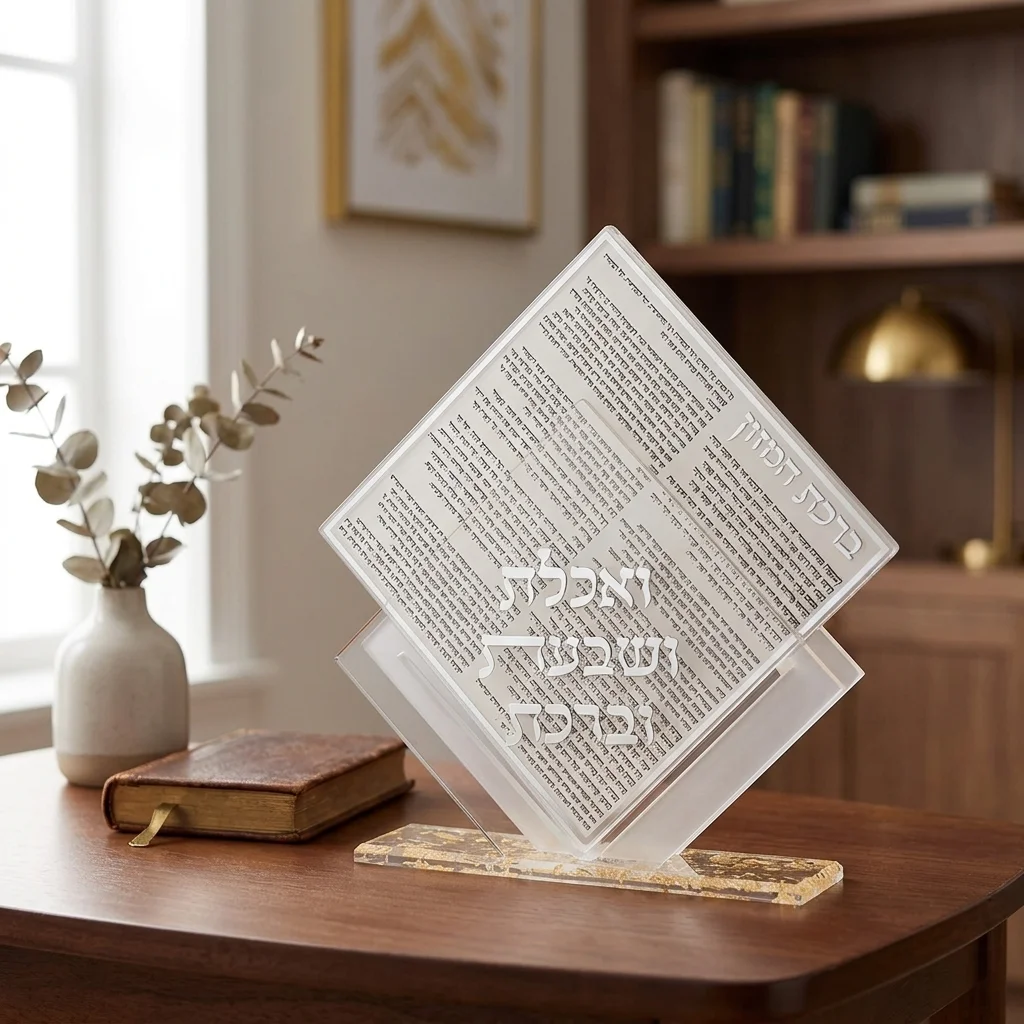 Lucite Stand 7 pcs Bencher 25*22 cm- Sephardic Bencher, Gold Color