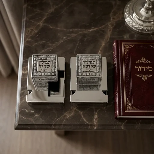 זוג בתי תפילין "מופת" פלסטיק כסוף עם פלקטה - מידה 32