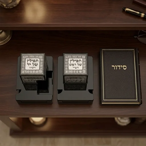זוג בתי תפילין "מופת" פלסטיק כסוף עם פלקטה - מידה 36