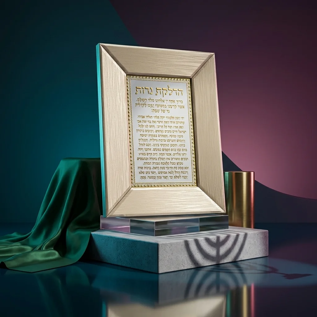 מסגרת זכוכית חומה מהודרת ה.נרות 22×18 ס״מ