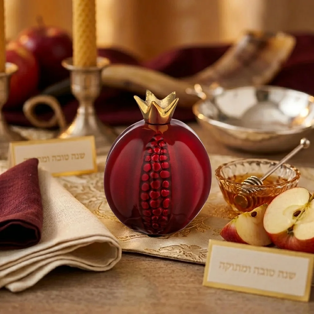 Aluminium Pomegranate Dark Red 10*8 cm - Gold, Maroon