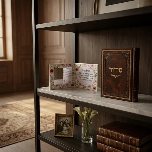 סטנד 18יח מראה דמוי עור "רבות בנות" 10.5×8.5 ס״מ