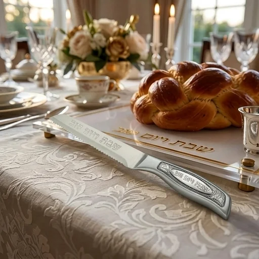 סכין נירוסטה "שבת ויום טוב" עם פלקטה 32 ס״מ