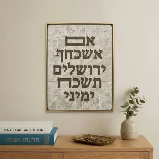 תמונה לתלייה מפולימר " אם אשכחך.." 26×19 ס״מ