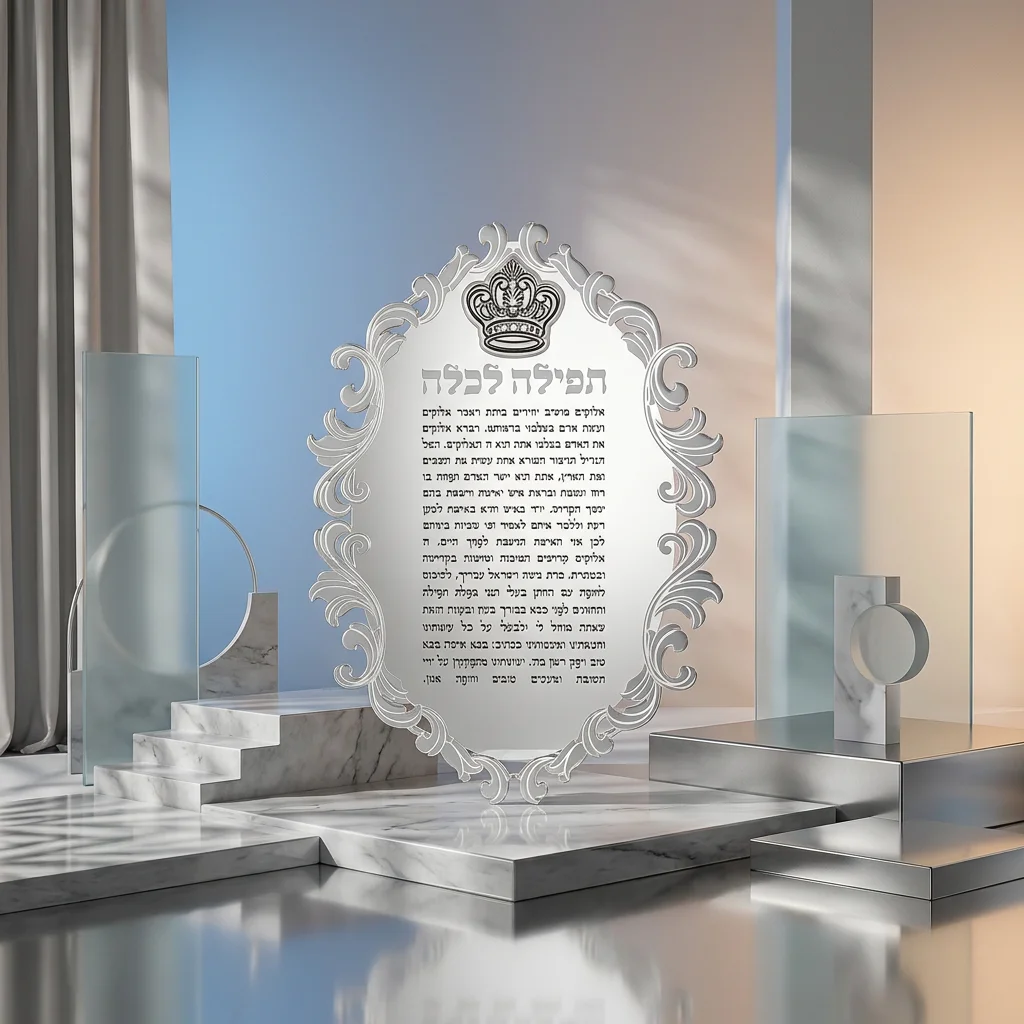 ברכון אקריליק "תפילה לכלה" עם פלקטה כתר 21×16 ס״מ