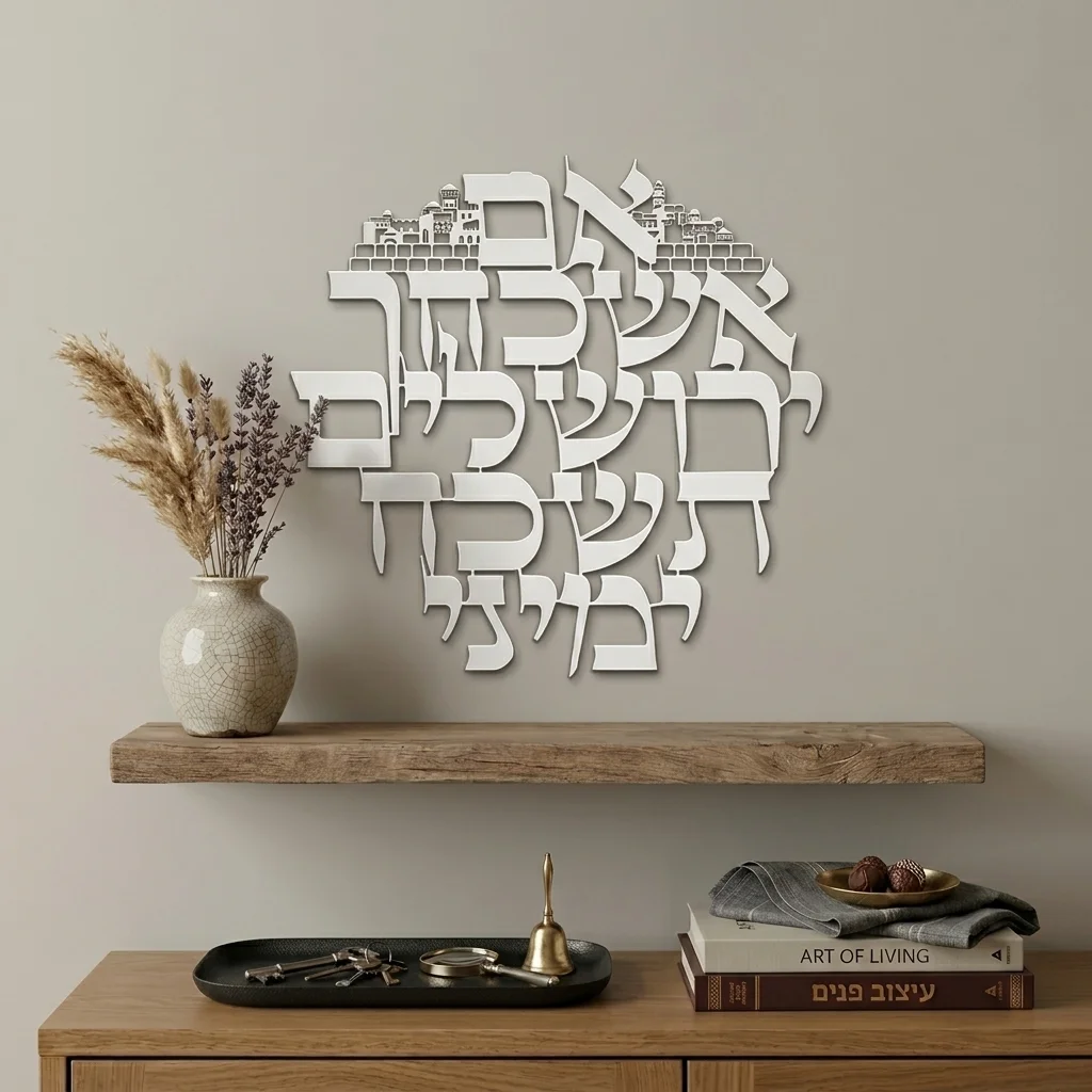 "אם אשכחך" מתכת חיתוך לייזר, 32 ס״מ