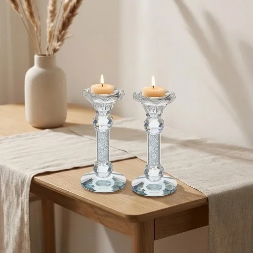 זוג פמוטי קריסטל מהודרים עם אבנים 15 ס״מ