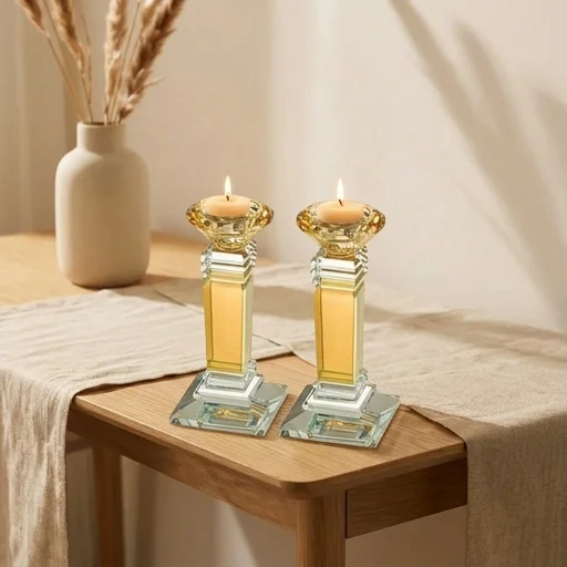 זוג פמוטי קריסטל מהודרים 16 ס״מ