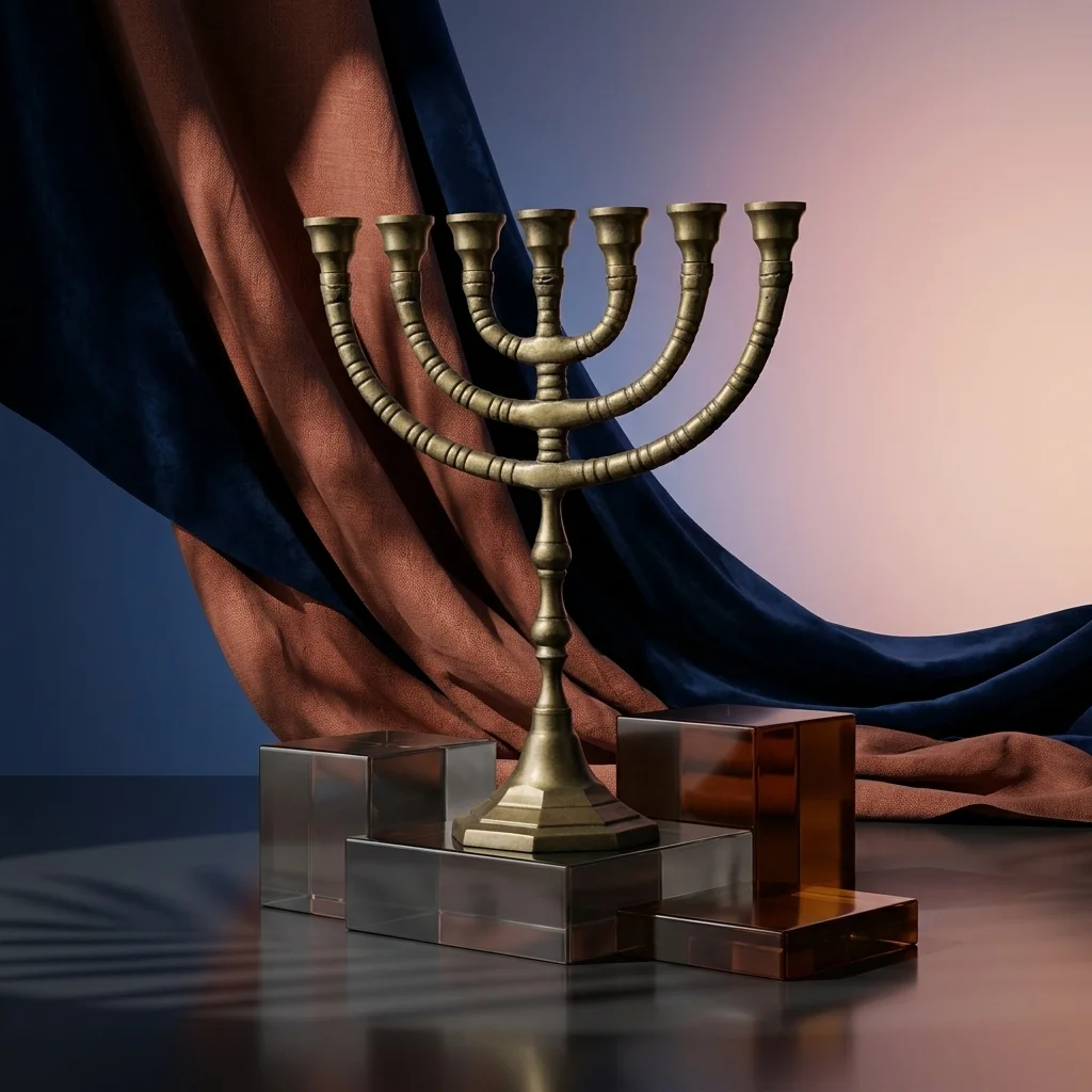 מנורה אלומיניום 7 קנים גימור מוזהב 30 ס״מ