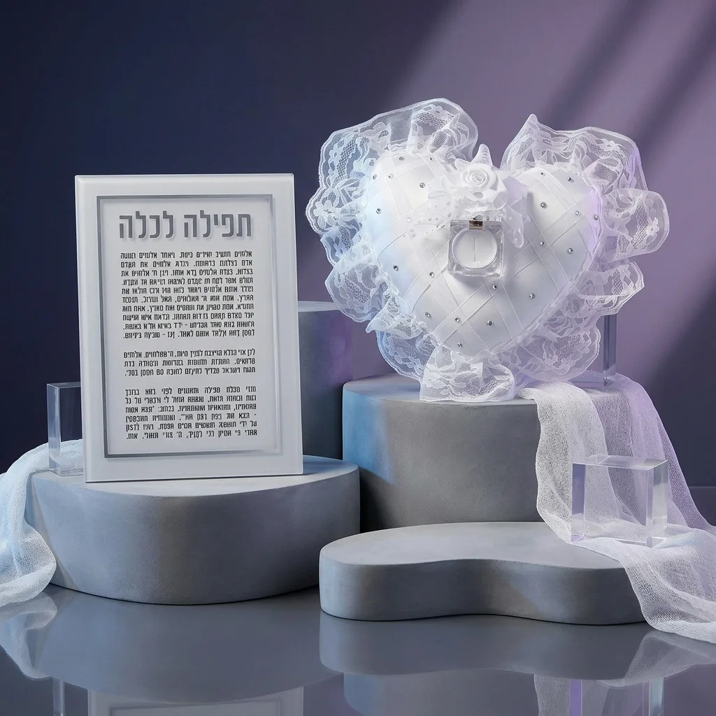 סט כרית לטבעת עם תפילה לכלה פרספקס