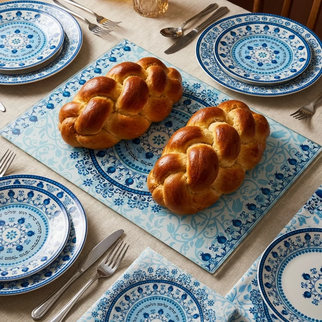 מגש חלה זכוכית עבה בלתי שבירה - גוון כחול 25×37×1 ס״מ