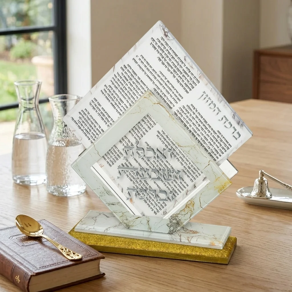 מעמד אקריליק נוסח עדות המזרח 22×26 ס״מ עם 6 ברכונים