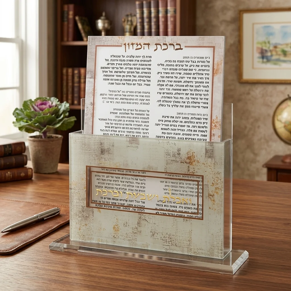 מעמד אקריליק נוסח עדות המזרח 24×18 ס״מ עם 6 ברכונים