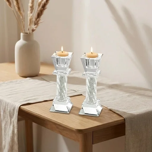 זוג פמוטי קריסטל מהודרים "אבנים" 15.5 ס״מ