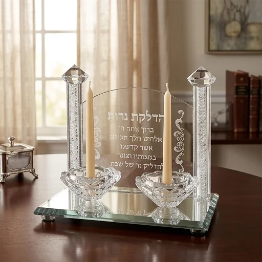 (15) פמוטי קריסטל מהודרים עם הדלקת נרות 17×18 ס