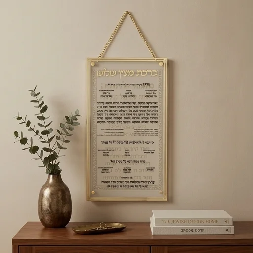 ברכת מעין שלוש מאקריליק נוסח אשכנזי 22×15 ס״מ