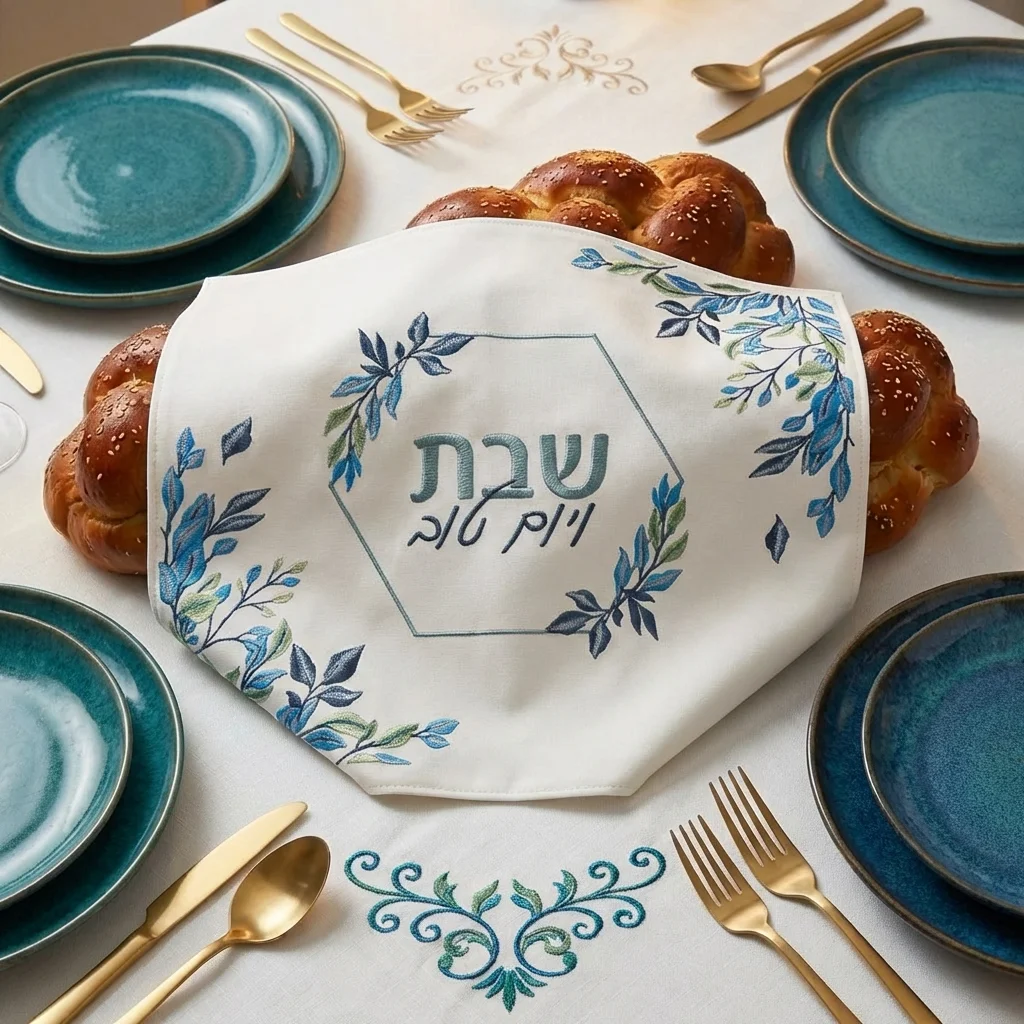 כיסוי חלה מהודר דמוי עור עם רקמה 55×45 ס״מ