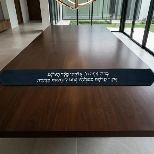 עטרה לטלית 9×100 ס״מ עם רקמה "ברוך" - כחול כהה