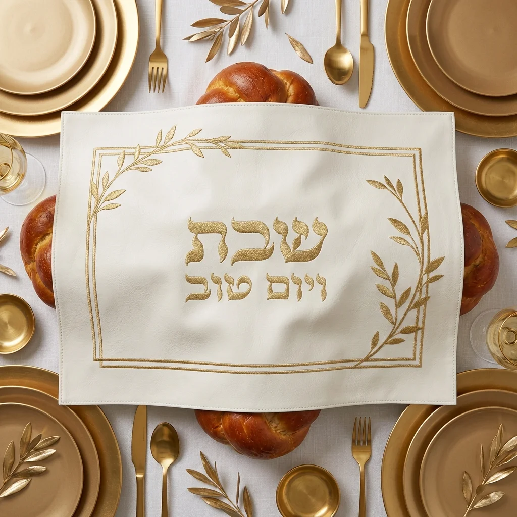 כיסוי חלה שבת ויום טוב דמוי עור לבן 55×45 ס״מ