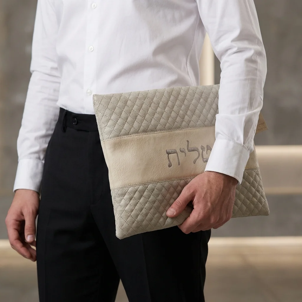 Leatherette Tallit - Tefillin Set 36*29 cm with Embroidery