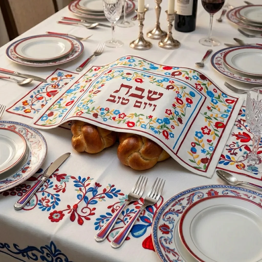 Elegant Fabric Challah Cover 42*52 cm with Embroidery