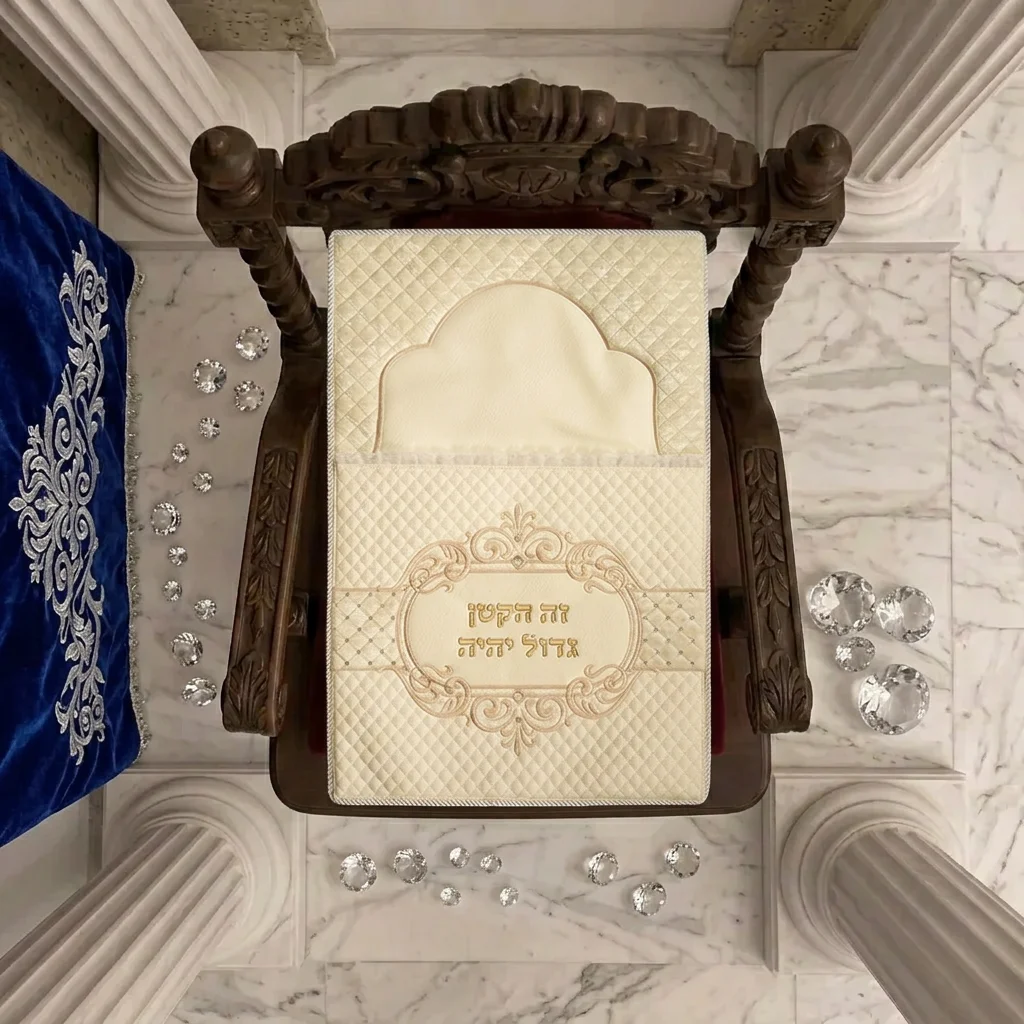 כרית מהודרת לברית דמוי עור עם אותיות בולטות 74×50 ס״מ